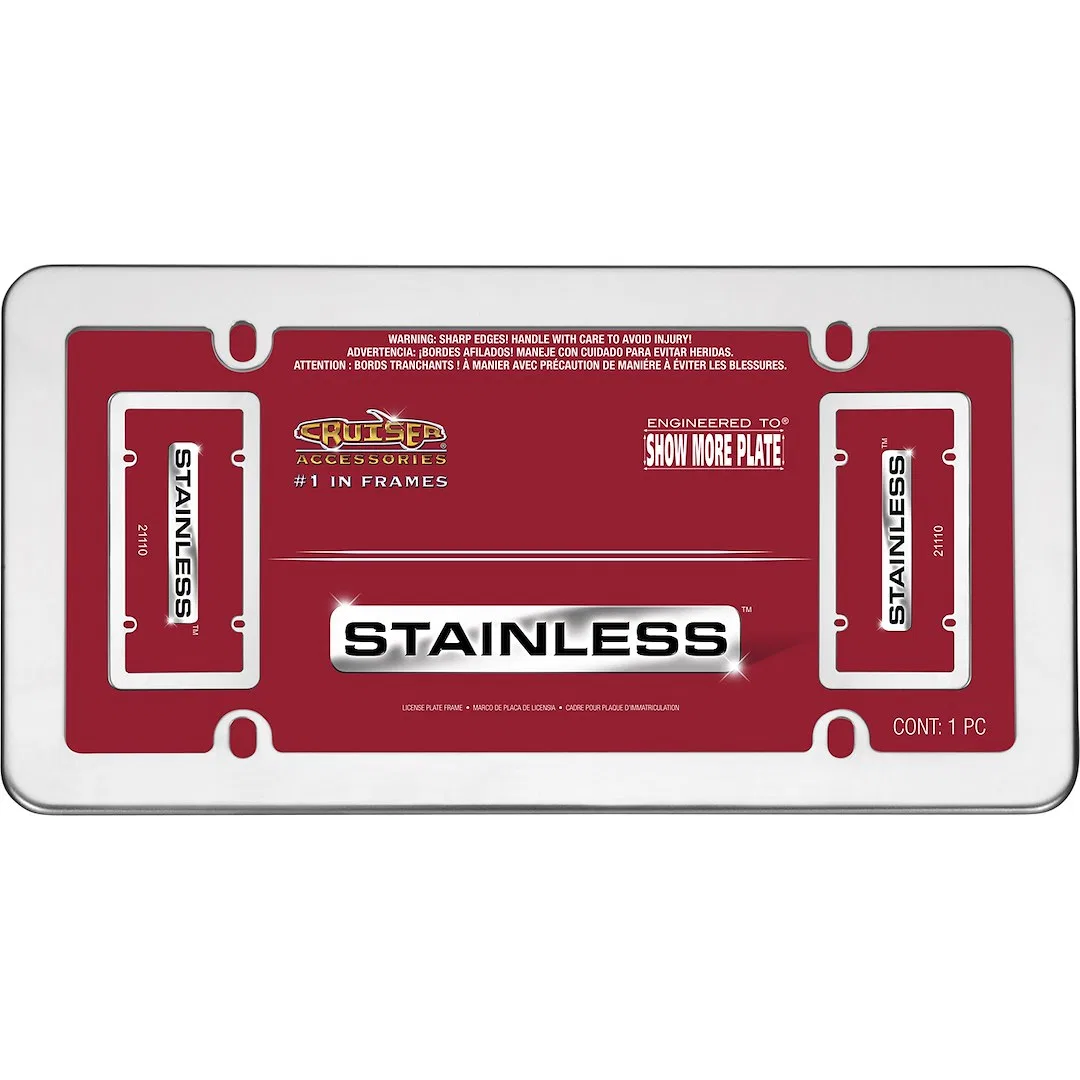 21110 – CRUISER License Plate Frame, Without Design Polished Stainless Steel - view 2